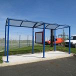 Blue Shelter with extension module and no cladding - used here as a walkway 